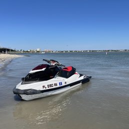 Jet skis, Dunedin Causeway Bridge Beach with views of Honeymoon Island & Caladesi Island Jet skis, Dunedin Causeway Bridge Beach with views of Honeymoon Island & Caladesi Island