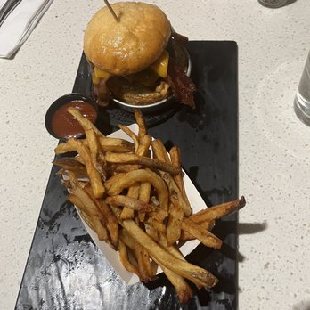 Stone Arch - Sticky Whiskey Burger, Side of Fries - American Near Me - St Paul, Minnesota Stone Arch - Sticky Whiskey Burger, Side of Fries - American Near Me - St Paul, Minnesota