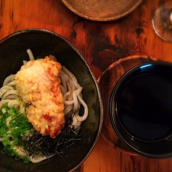 MeNami - kake udon with chicken thigh tempura in cold broth. ($11) - Japanese Near Me - Toronto, Ontario MeNami - kake udon with chicken thigh tempura in cold broth. ($11) - Japanese Near Me - Toronto, Ontario