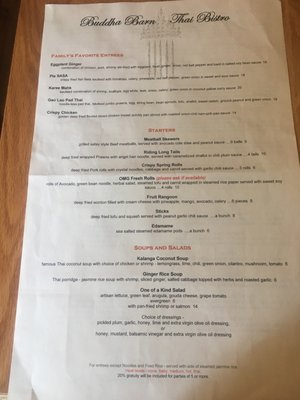 Menu photo 1 Buddha Barn Cincinnati, OH