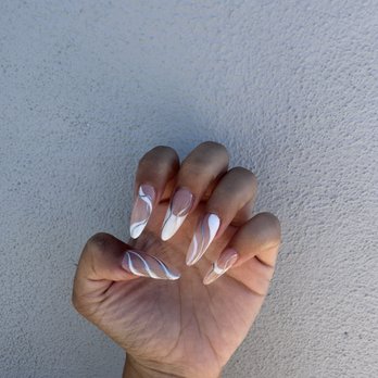 Nailart & Design - left hand! medium gel x with abstract designs - Nail Salons Near Me Nailart & Design - left hand! medium gel x with abstract designs - Nail Salons Near Me