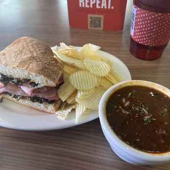 Jason's Deli - 1/4 Ham & Salami Muffaletta Special (630-1060 cal) Cup Spicy Seafood Gumbo & Beverage - Delis Near Me - McKinney, Texas Jason's Deli - 1/4 Ham & Salami Muffaletta Special (630-1060 cal) Cup Spicy Seafood Gumbo & Beverage - Delis Near Me - McKinney, Texas