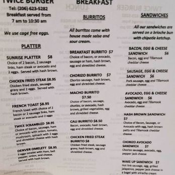Twice Burger - Breakfast Menu - Burgers Near Me - Seattle, Washington Twice Burger - Breakfast Menu - Burgers Near Me - Seattle, Washington