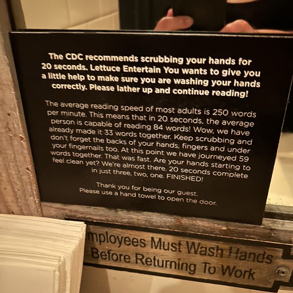 Lil Ba-Ba-Reeba! - Fun reminder for hand washing time in the bathroom - Seafood Near Me - Chicago, Illinois Lil Ba-Ba-Reeba! - Fun reminder for hand washing time in the bathroom - Seafood Near Me - Chicago, Illinois