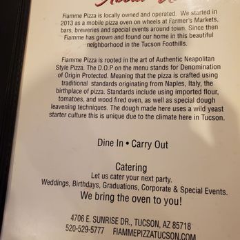 Fiamme Pizza - Menu - Pizza Near Me - Tucson, Arizona