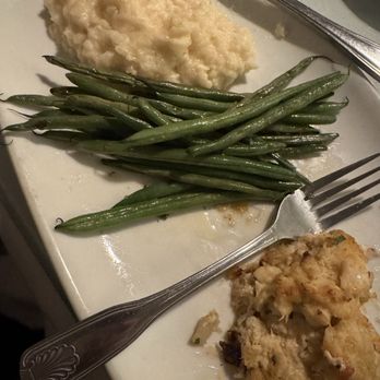 Andora - Jumbo Lump Crab Cake Dinner with Parmesan Risotto and fresh green beans. This is just  what I had left over to take home! Delicious. - New American Near Me - Sewickley, Pennsylvania