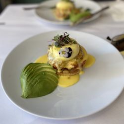 The Lemon Tree - Jumbo Lump Crab Cake Benedict with grilled tomato and avocado