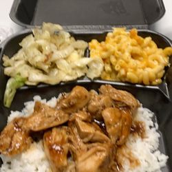 Sweet Thymes - Teriyaki chicken, Mac & cheese & cabbage
