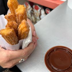 Churros el Tigre - Small order with chocolate sauce on the side. A little undercooked, unfortunately.