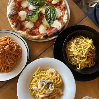 Monello - cheesewheel pasta, spaghetti di zafferano con gamberi, spaghetti alla carbonara & margherita pizza - Italian Near Me - San Diego, California Monello - cheesewheel pasta, spaghetti di zafferano con gamberi, spaghetti alla carbonara & margherita pizza - Italian Near Me - San Diego, California