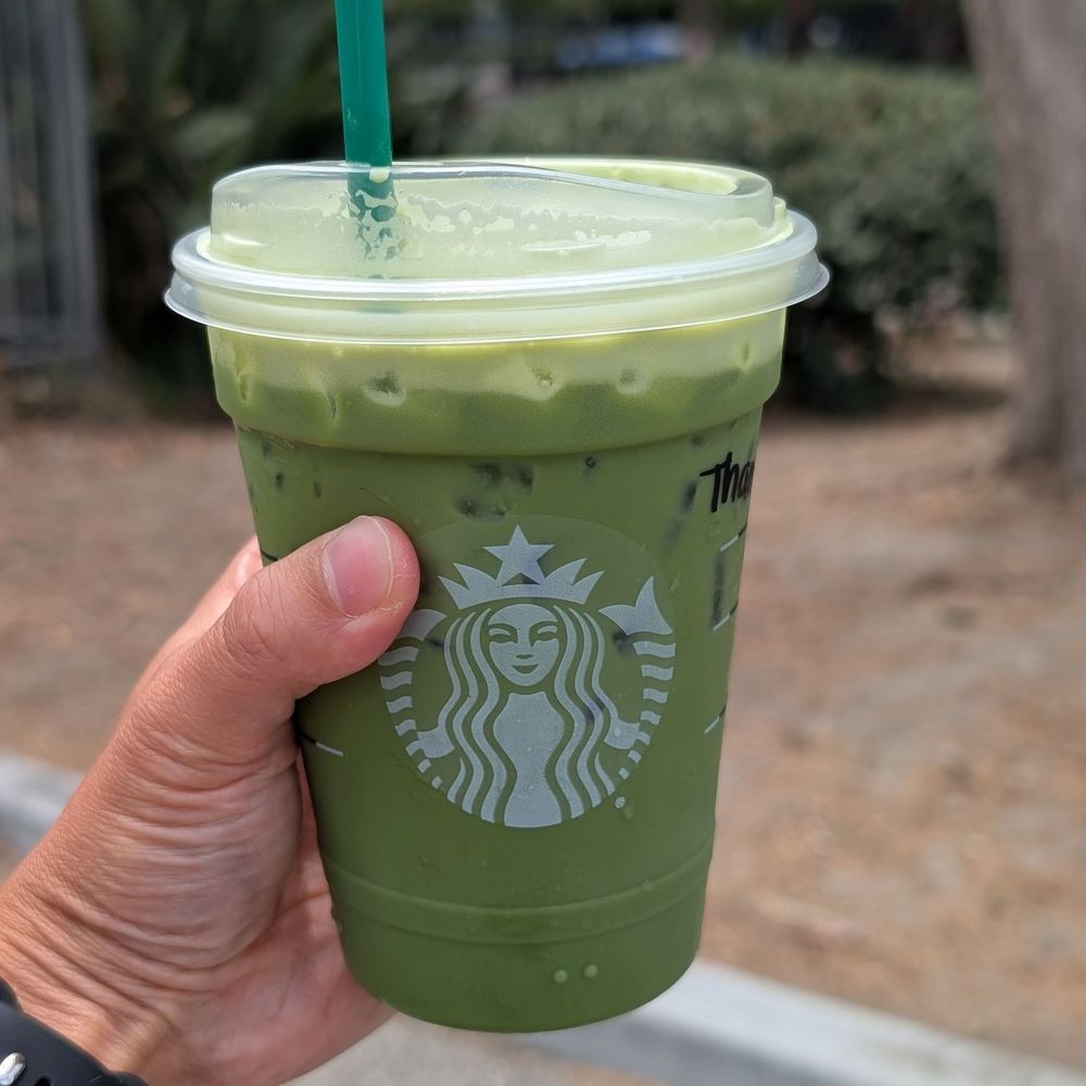 Starbucks - Iced matcha latte unsweetened with 5 scoops of matcha is delicious - Coffee & Tea Near Me - El Monte, California