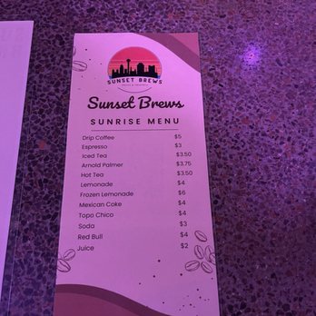 Sunset Brews - Non Alcoholic Beverage menu - Coffee & Tea Near Me - San Antonio, Texas Sunset Brews - Non Alcoholic Beverage menu - Coffee & Tea Near Me - San Antonio, Texas