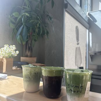 Yume Mori Matcha - Cold brew matcha (middle), cold whisk matcha (right) - Coffee & Tea Near Me - Berkeley, California Yume Mori Matcha - Cold brew matcha (middle), cold whisk matcha (right) - Coffee & Tea Near Me - Berkeley, California