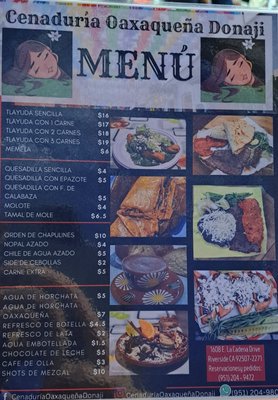 Menu photo 2 Cenaduría Oaxaqueña Donaji Riverside, CA Menu photo 2 Cenaduría Oaxaqueña Donaji Riverside, CA