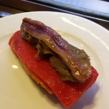 Ciutat Comtal - Anchovy with red pepper & Olive (baguette) - Tapas Bars Near Me - Barcelona, B Ciutat Comtal - Anchovy with red pepper & Olive (baguette) - Tapas Bars Near Me - Barcelona, B
