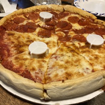 Cataro's Italian Villa - Half pepperoni half cheese pan. Takes 40 minutes but oh so worth it. - Italian Near Me - West Allis, Wisconsin Cataro's Italian Villa - Half pepperoni half cheese pan. Takes 40 minutes but oh so worth it. - Italian Near Me - West Allis, Wisconsin