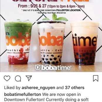 It's Boba Time - Fullerton - Their Instagram page - Bubble Tea Near Me - Fullerton, California