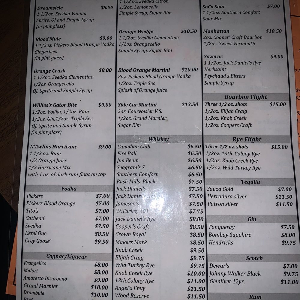 Blind Willie's - Drink menu - Jazz & Blues Near Me - Atlanta, Georgia