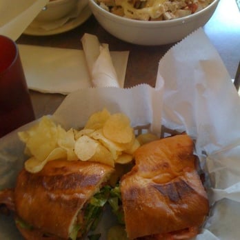 Panes Bread Cafe - BLT sandwich on Sweet Bread with a side salad and soup. - Sandwiches Near Me - Chicago, Illinois