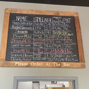 Goodwater Brewery - a menu on the wall - Breweries Near Me - Williston, Vermont