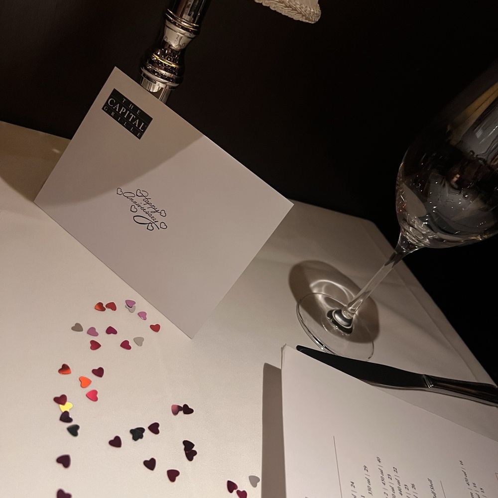 The Capital Grille - They decorated the table with shiny hearts and happy anniversary card - Steakhouses Near Me - Burbank, California The Capital Grille - They decorated the table with shiny hearts and happy anniversary card - Steakhouses Near Me - Burbank, California