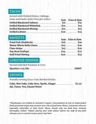 Menu photo 2 Salty’s Clam Shack Westerly, RI