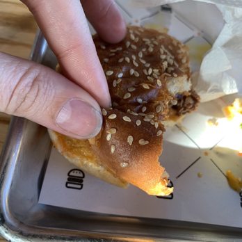 MiBurgers - This burger looks like it was cut in half on the grill and then Siri didn't even get a full Patty so what exactly did I pay for the bun??? - Burgers Near Me - Stockton, California MiBurgers - This burger looks like it was cut in half on the grill and then Siri didn't even get a full Patty so what exactly did I pay for the bun??? - Burgers Near Me - Stockton, California