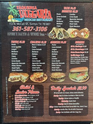 Menu photo 3 Original Vallarta Mexican Restaurant Sinton, TX