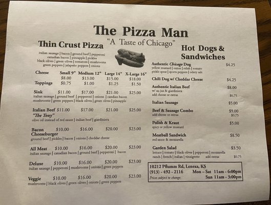 Menu photo 2 Pizza Man Lenexa, KS