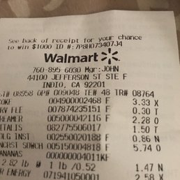a receipt for walmart a receipt for walmart