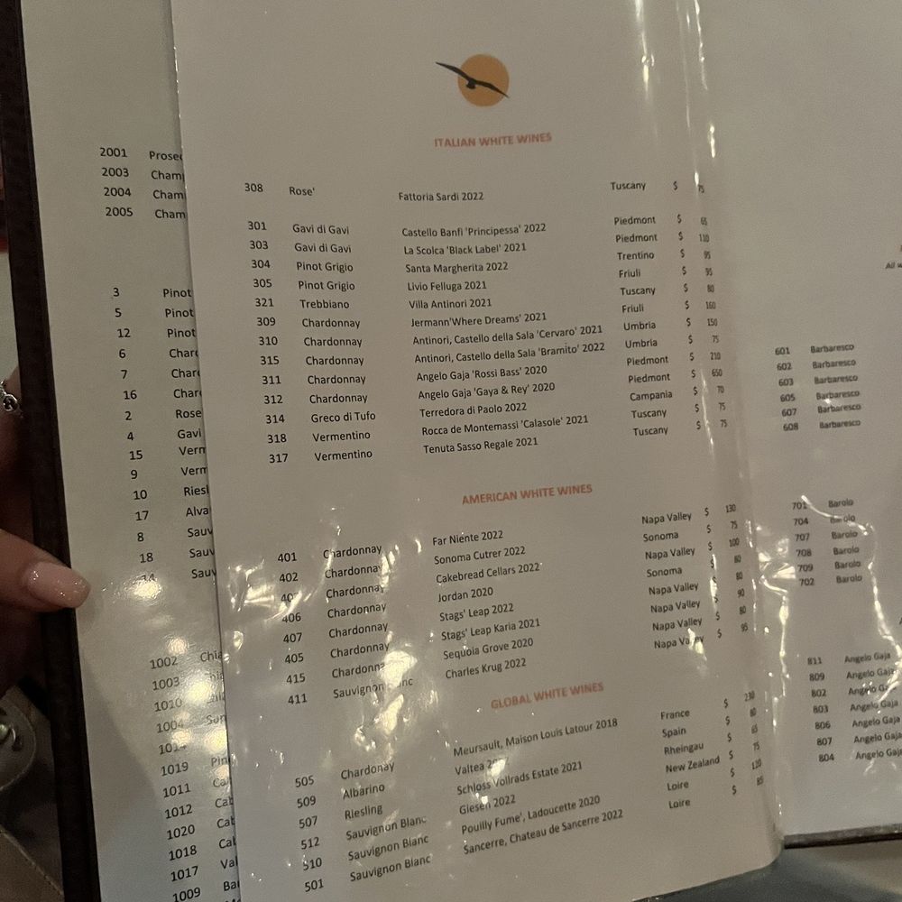 Il Gabbiano - Part of wine list - Italian Near Me - Miami, Florida