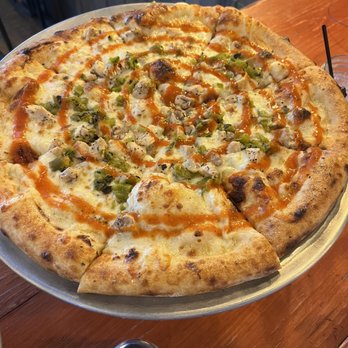 Atomic Lounge & Pizza Kitchen - New Mexico Bingo (Green Chili Chicken on alfredo) - Pizza Near Me - Lubbock, Texas Atomic Lounge & Pizza Kitchen - New Mexico Bingo (Green Chili Chicken on alfredo) - Pizza Near Me - Lubbock, Texas