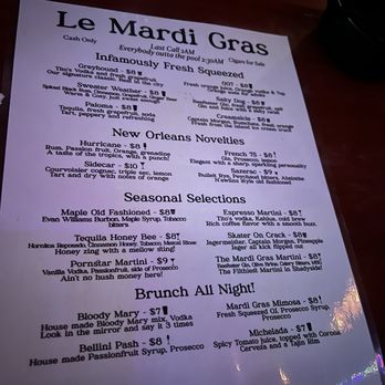 Le Mardi Gras - Menu - Lounges Near Me - Pittsburgh, Pennsylvania