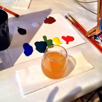 The Painted Cabernet - Peach Bellini and my paint colors - Paint & Sip Near Me - Santa Barbara, California