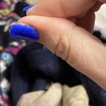USA Nails & Spa - Didn't even bother to cover the whole nails - Nail Salons Near Me - Foley, Alabama