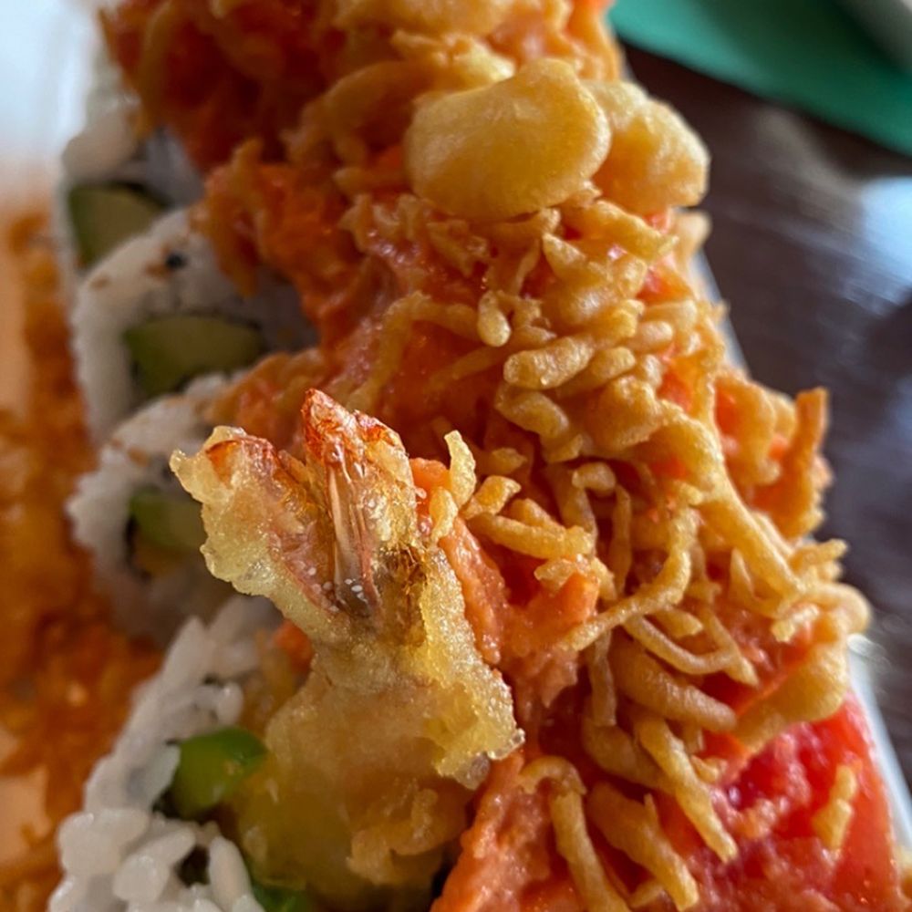 Sushi One - Kamikaze roll added tempura crunchies on top YUM - Japanese Near Me - Naples, Florida Sushi One - Kamikaze roll added tempura crunchies on top YUM - Japanese Near Me - Naples, Florida