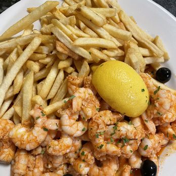 Avenel BBQ - a plate of french fries and shrimp - Portuguese Near Me - Avenel, New Jersey