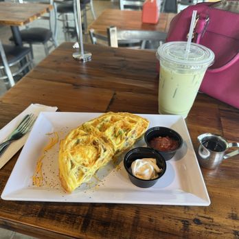 Just Love Coffee Cafe - Memphis - Womelette with match green tea! - Breakfast & Brunch Near Me - Memphis, Tennessee