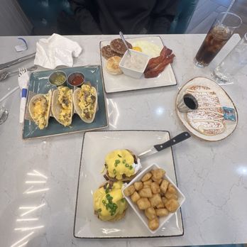 The Brunch District - Brisket tacos , Brisket Benedict , mini pancakes and the southern combo - Breakfast & Brunch Near Me - Addison, Texas The Brunch District - Brisket tacos , Brisket Benedict , mini pancakes and the southern combo - Breakfast & Brunch Near Me - Addison, Texas