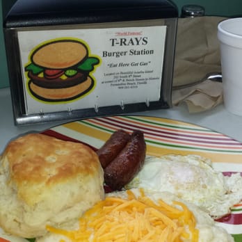 T-Rays - The Little Breakfest $4.59. The best spicy sausage in the world! And stone ground cheesey grits! - American Near Me - Fernandina Beach, Florida