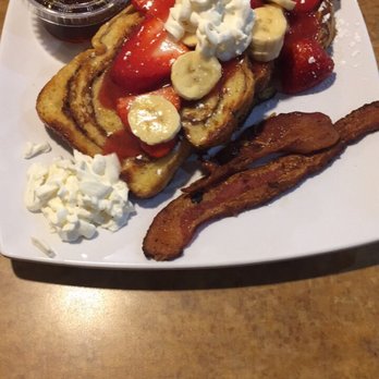 Half Day Cafe - French toast with strawberries and bananas and side of bacon - Bakeries Near Me - Rochester Hills, Michigan Half Day Cafe - French toast with strawberries and bananas and side of bacon - Bakeries Near Me - Rochester Hills, Michigan