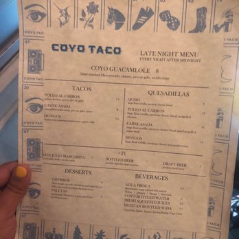 Coyo Taco - their late night menu! - Mexican Near Me - Miami, Florida
