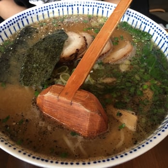 Iyasare - Love the wooden spoon. Delicious rich broth.  Generous serving with a lot of vegetables - Japanese Near Me - Berkeley, California
