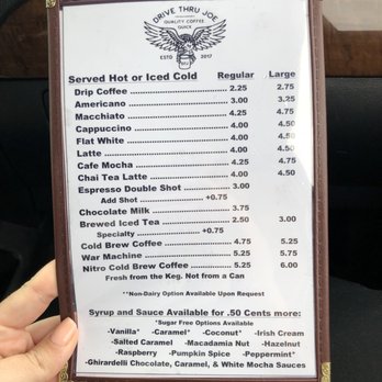 Drive Thru Joe - Menu - Coffee & Tea Near Me - Wahiawa, Hawaii Drive Thru Joe - Menu - Coffee & Tea Near Me - Wahiawa, Hawaii