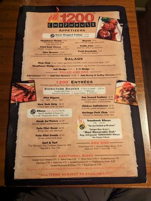 Menu photo 5 1200 Chophouse St. Petersburg, FL