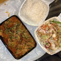 Indian Food Point & Wings Pizza - Goat Curry ( Mutton Curry ) Basmati White Rice Onion Onions Salad (Side order)
