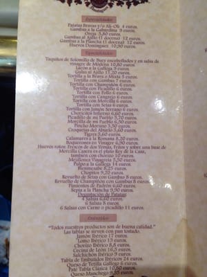 Menu photo 3 La Taberna de Domínguez Madrid, M Menu photo 3 La Taberna de Domínguez Madrid, M