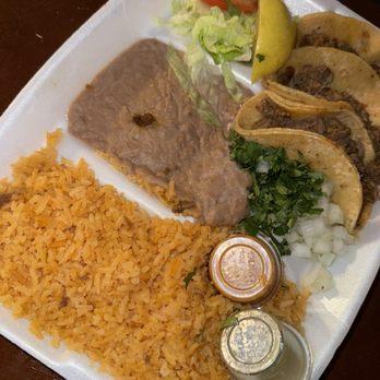 Tacos Azteca - 3 Tacos and Arroz y Frijoles Plate - Mexican Near Me - Cedar Hill, Texas