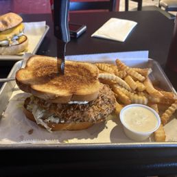 Chicken fried steak sandwich w/fires and ranch for dipping