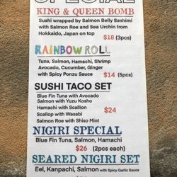 Momo Sushi Shack - Special menu